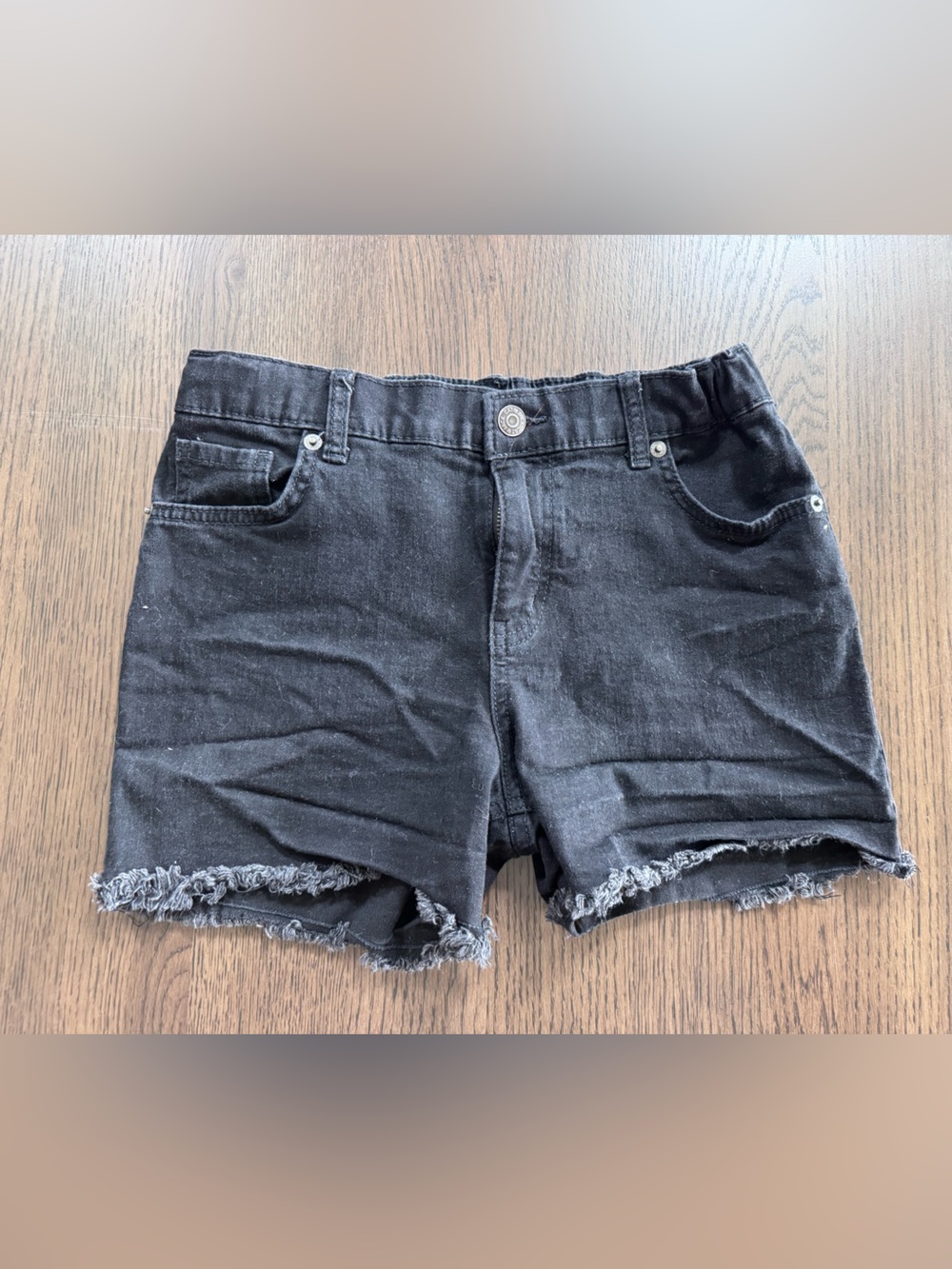 Cat & Jack YXL (14) Black Frayed Hem Denim Shorts